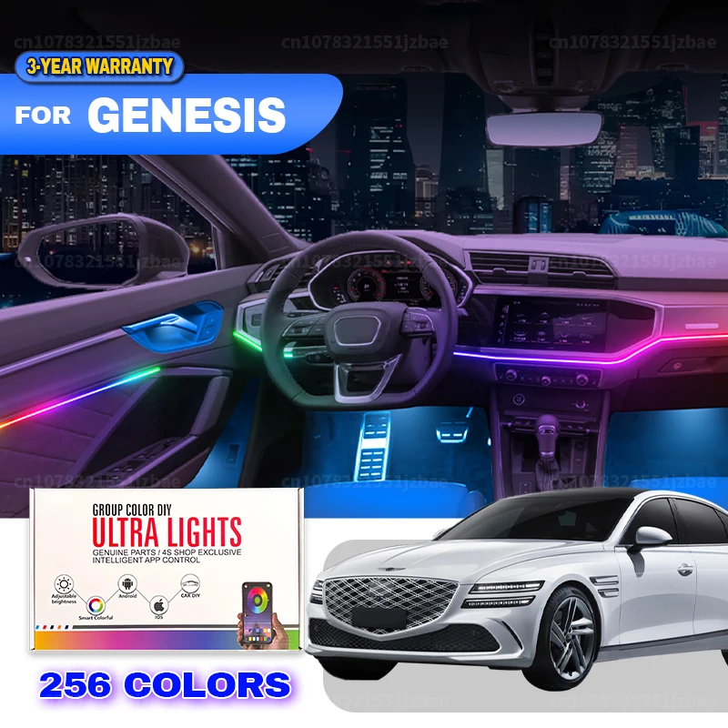 

For Genesis EQ900 G70 G80 G90 GV60 GV70 GV80 GV90 256 Colors RGB Symphony Car LED Interior Ambient Light Auto Accessories