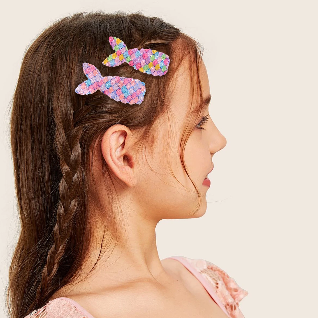 8 stücke Glitzer Meerjungfrau Haars pangen für Mädchen Prinzessin Haars pangen Metall Haarnadeln für Baby Kleinkinder Alligator Clips Haarschmuck – Detail 3