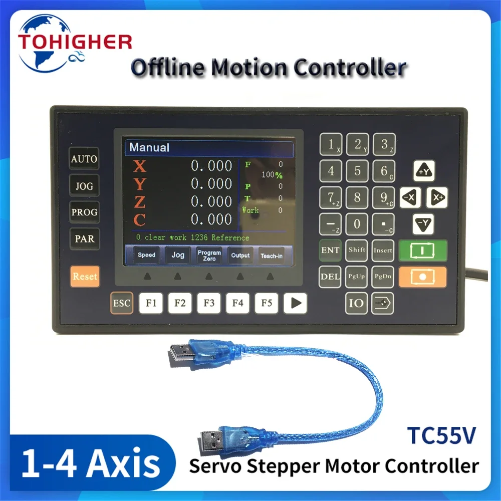 Servo Stepper Motor Offline Motion Programmable Controller 1-4 Axis CNC Router Controller TC55V Engraving Router 24VDC