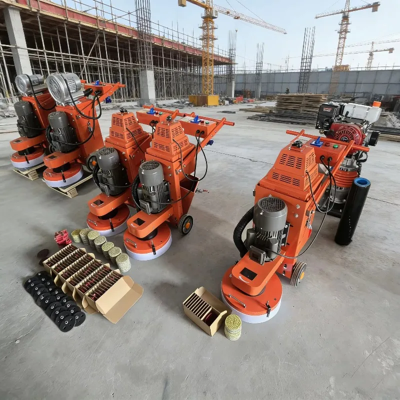 Concrete Grinder Floor Grinding Machine Manual Push Type Wet Dry Polishing Cement Surface Dust Vacuum Cleaner Kit