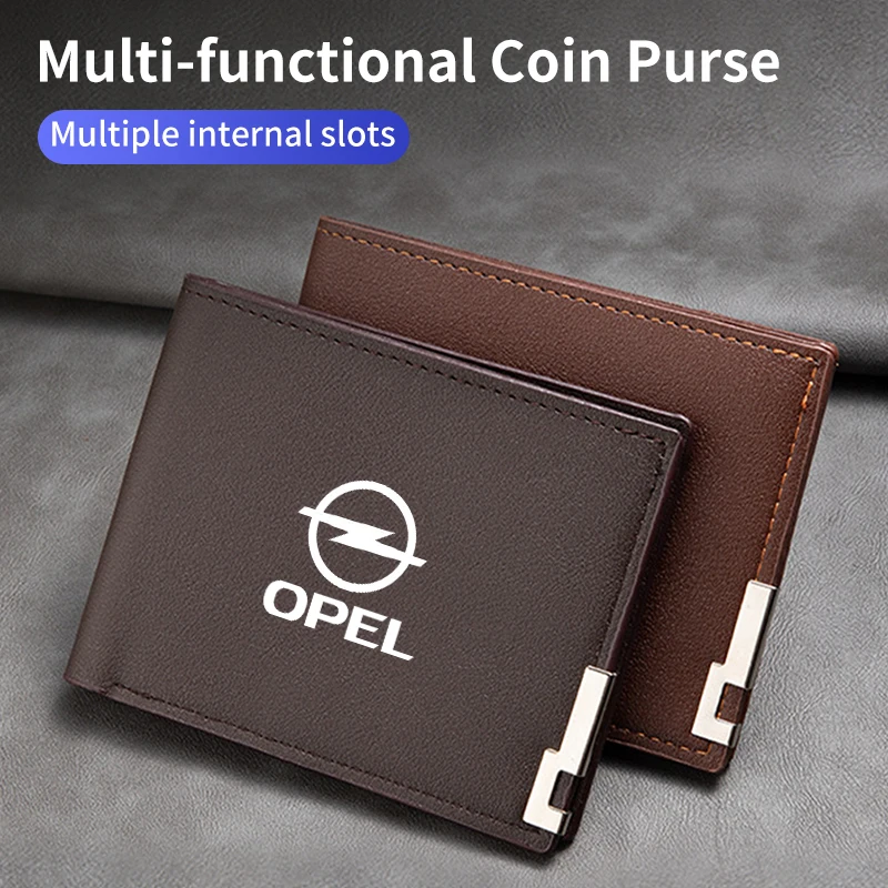 New Fashion Business Wallet Leather Car Logo Card Holder Men Coin Purse For Opel Zafira Meriva Mokka Grandland Antara Ampera