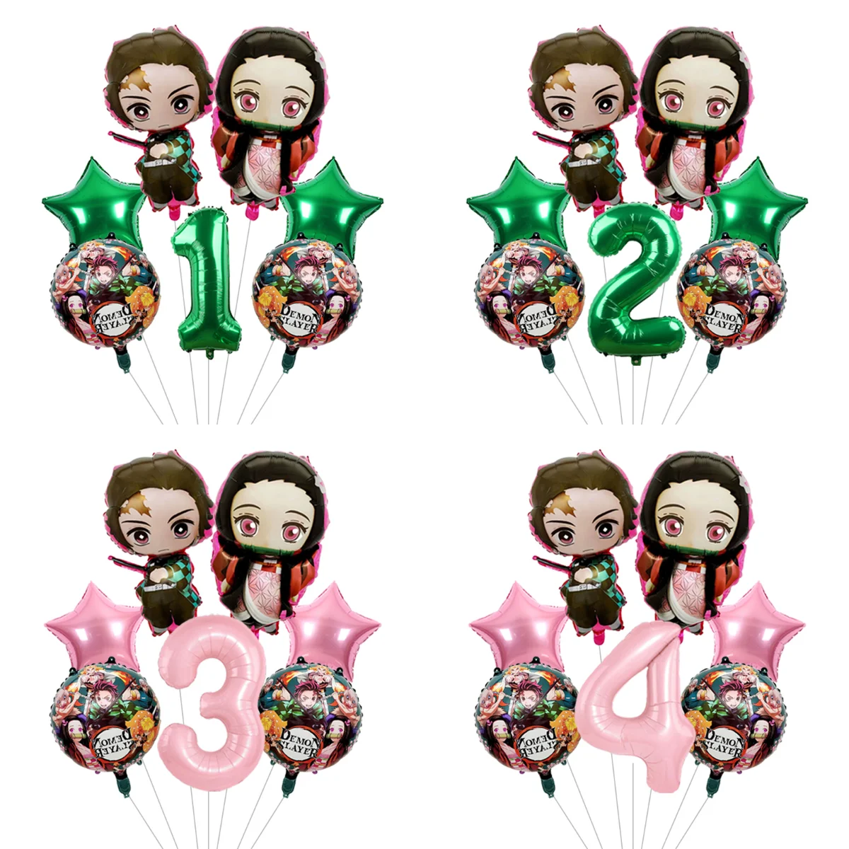 Kimetsu No Yaiba Geburtstagsballons-Set Demon Slayer Charakter-Ballons Party-Zubehör