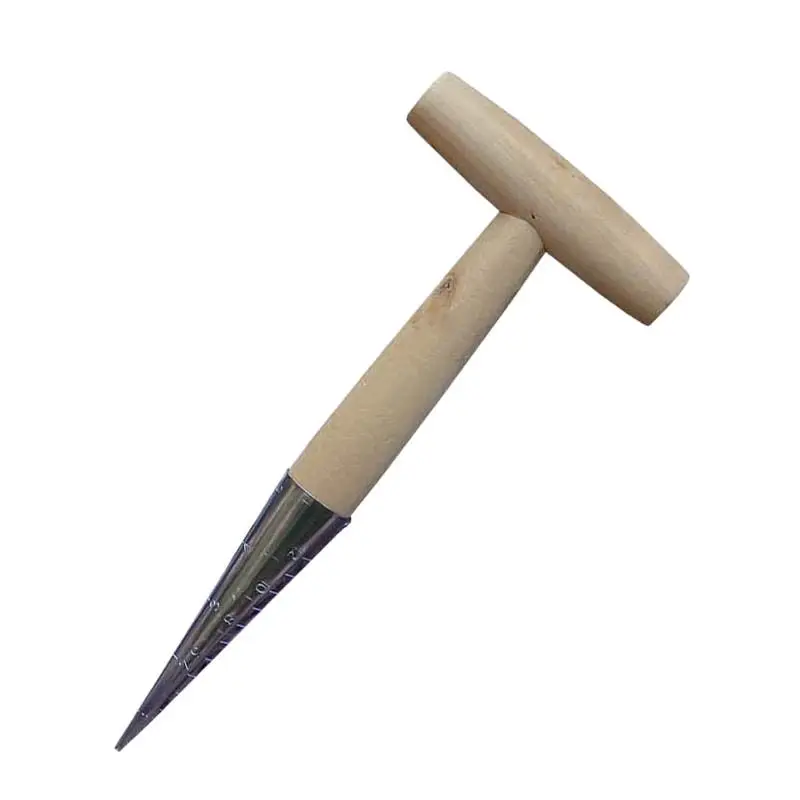 Horticulture T-type Fertilization Hole Puncher Vegetable Seed Transfer Planting Tool Wooden Handle Garden Top Fast Delivery