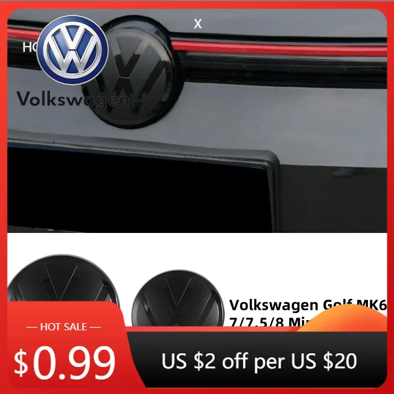 

For VW Volkswagen Golf MK6/7/7.5/8 Rearview Mirror Logo Covers Glossy Black 2PCS ACC Compatible Models Replacement Exterior Ac