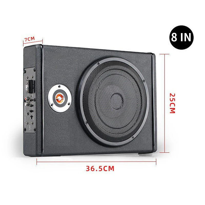 

8 inch 600W Car Subwoofer Under Seat Active Subwoofer 12V Powerful Pure Bass Amplifier Shockproof Car Audio Stereo Bass Speaker
