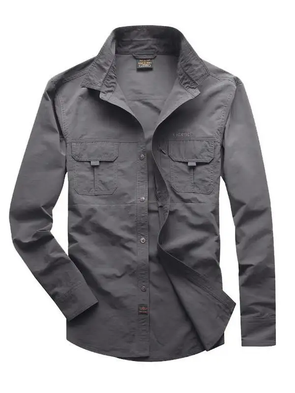 

Men's Long Sleeve Sved Shirt Outdoor Seasonal Casual Nylon Fabric Anti-crease Thickened Fleece Casual Style Color