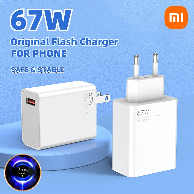 67W Xiaomi Fast Charger Original Fast Charge EU US Phone Cargador For Xiaomi 11 Redmi Note iPhone Huawei