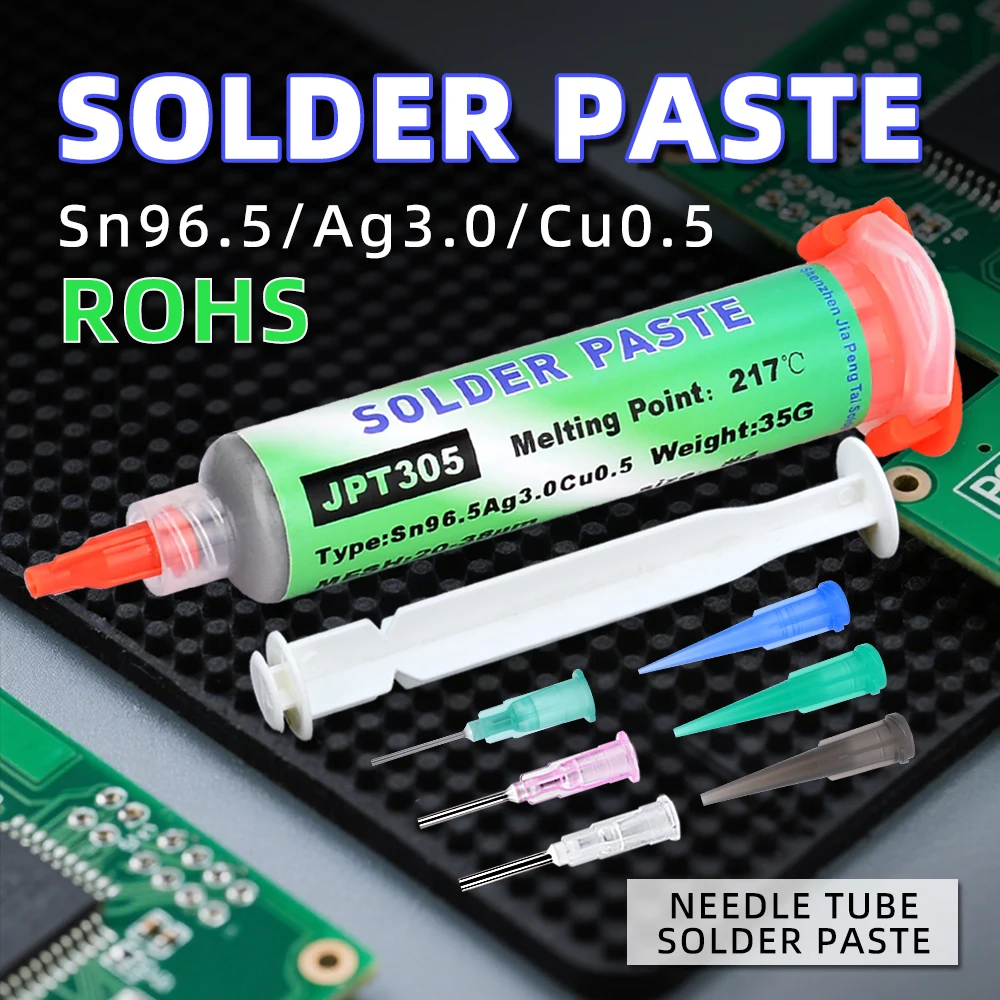 

217℃ Lead free high-temperature solder paste Sn96.5Ag3.0Cu0.5 melting point: Enhanced conductivity of needle tube