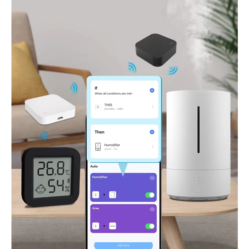 Tuya Smart Home Temperature Humidity Sensor LCD Thermometer Hygrometer Display BT-Compatible APP Support Alexa Google Assistant