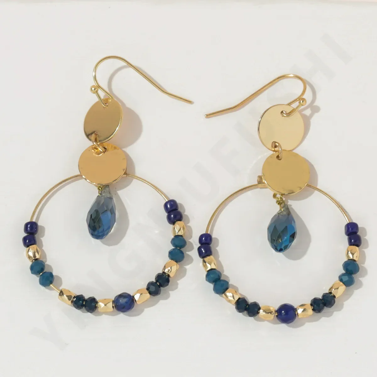 Rice bead earrings Vintage Circles Discs Simplicity  Trendy Hand-woven Bohemian Alloy Women Rice bead earrings