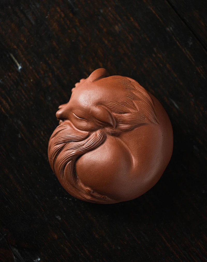 Purple Clay Tea Pet Dachengbaobao Nine-Tailed Fox Sculpture Creative Tea Tray Decoration Accessory Tea Utensil Fox Ornaments