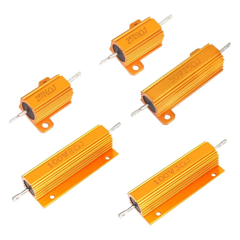 10pcs RX24 Wirewound Resistor 25W 50W 100W Aluminum Power Metal Shell Case Load Resistance 3Ohm 6Ohm 8Ohm 25Ohm Resistor for Car