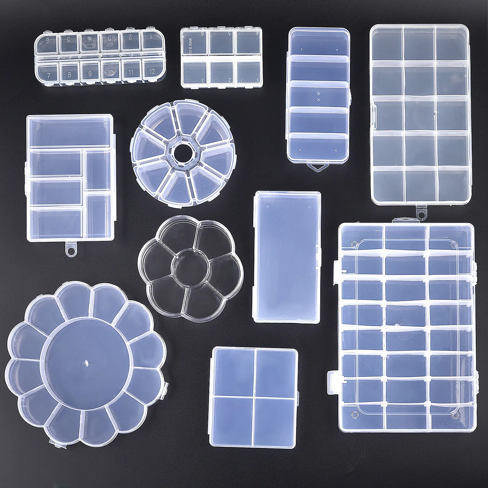 صندوق تخزين بلاستيكي شفاف حاوية خرز للمجوهرات أدوات المجوهرات صندوق إكسسوارات عناصر صغيرة أشتات منظم