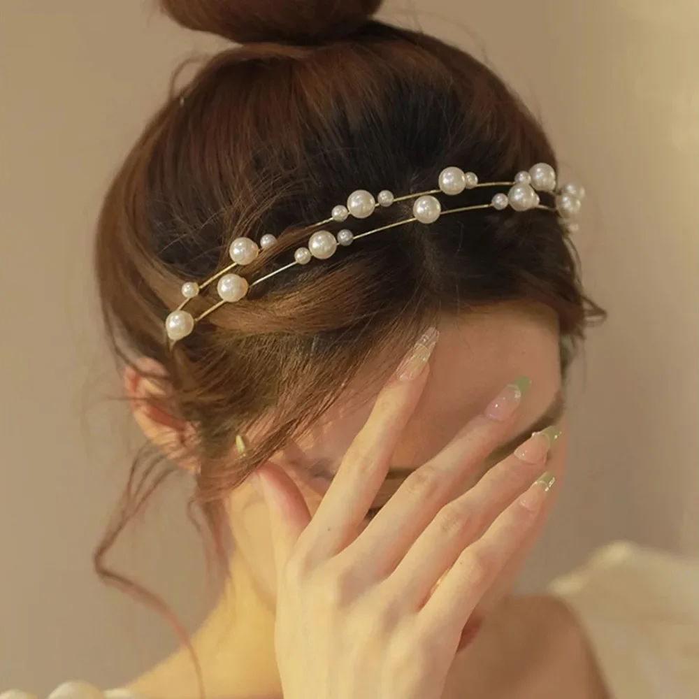 

Premium Pearl Headband Korean Design Simple Stylish Elastic for Women Daily Wear Elegant High Quality Comfortable Sturdy