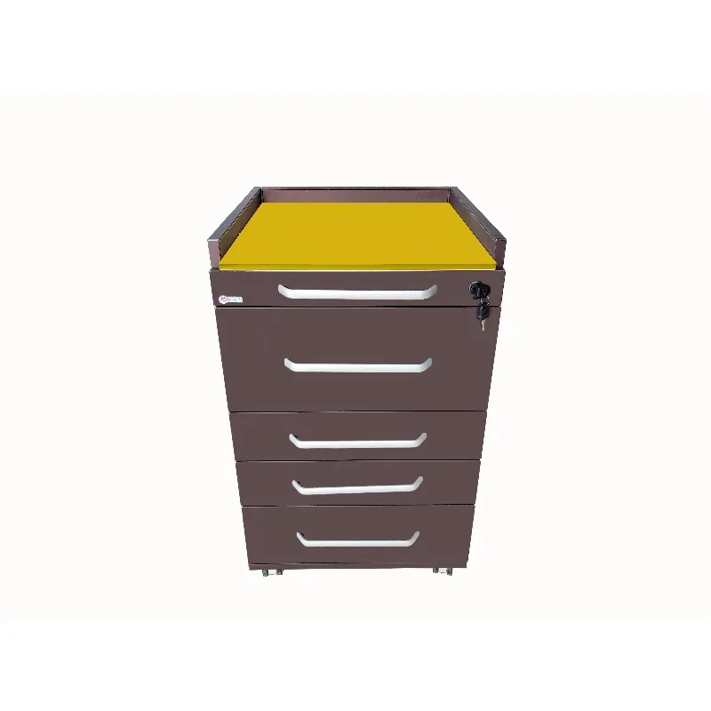 Simple Brown Cabinet 4 Drawer Massage Tool Stainless Steel Mobile