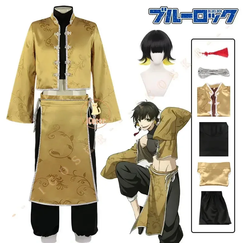 

Bachira Meguru Cosplay Costume Anime Blue Lock China Costume Kung Fu Tang Suit Ancient Uniform Earrings Halloween Party Outfi72b