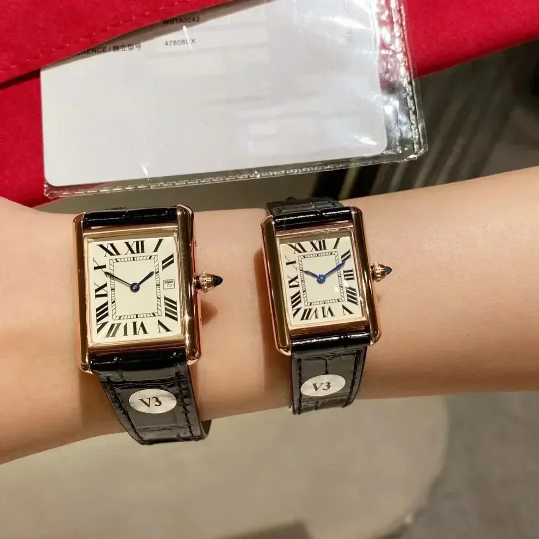 Jam tangan wanita kualitas tinggi jam tangan wanita bermerek Mewah desainer kedap air kuarsa elegan model tangki kulit kustom kaca safir jam tangan Aaa