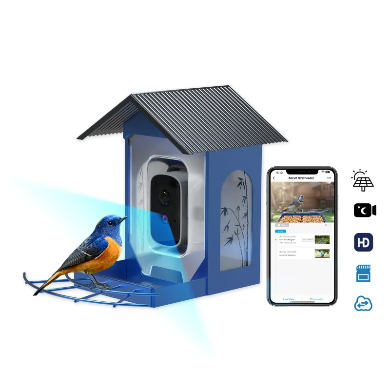 

Automatic Smart Bird Feeder with Night Vision HD Camera and Solar Panel for Bird Detection Quality Bird Supplies