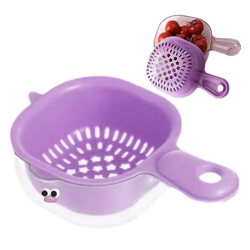 New duckbill dopamine cute handle drain basket water filter double layer 2 in 1 washing Cleaning  basket for fruits  vegetable