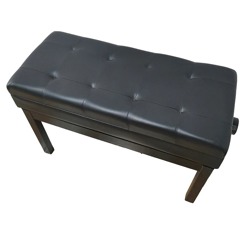 Classical Duet Piano Bench Wide Seat Black Faux Leather With Sheet Music Storage for Keyboard