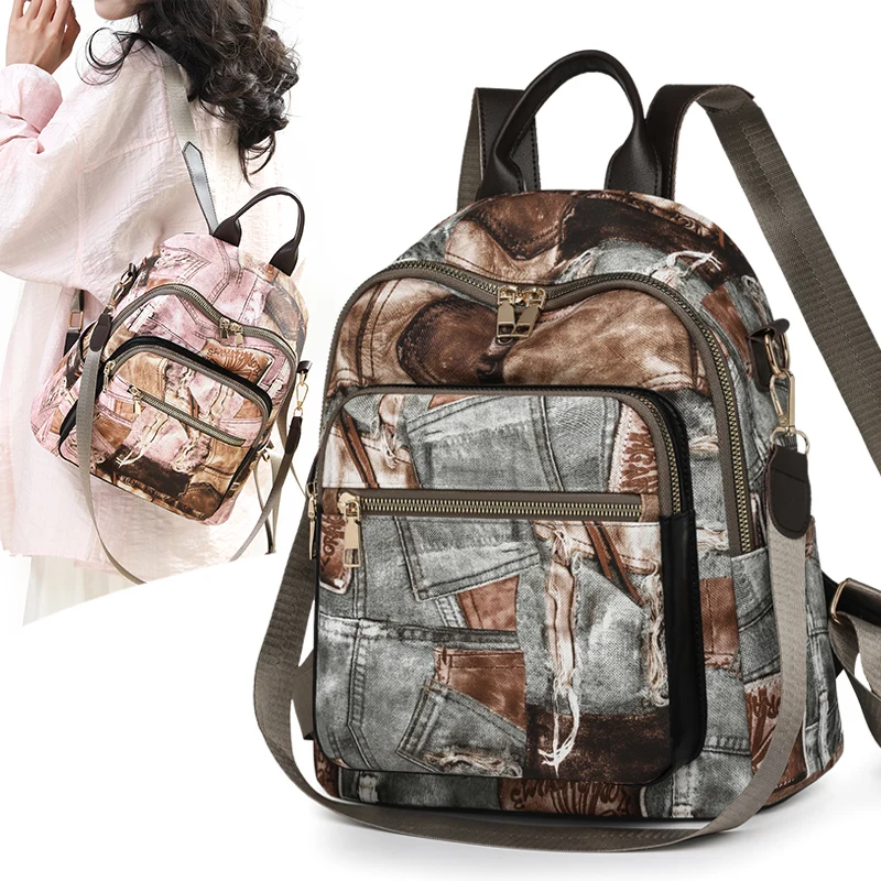 Leisure Travel Women's Backpack Retro Style PU Leather Large Capacity School Bag for Girls New Fashion Versatile Female Bagpack