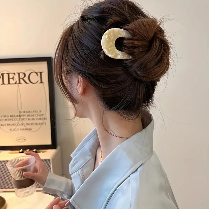 Elegante französische U-förmige Haarnadel, Retro-Haarklammer für Mädchen, geeignet für dickes Haar – Detail 11