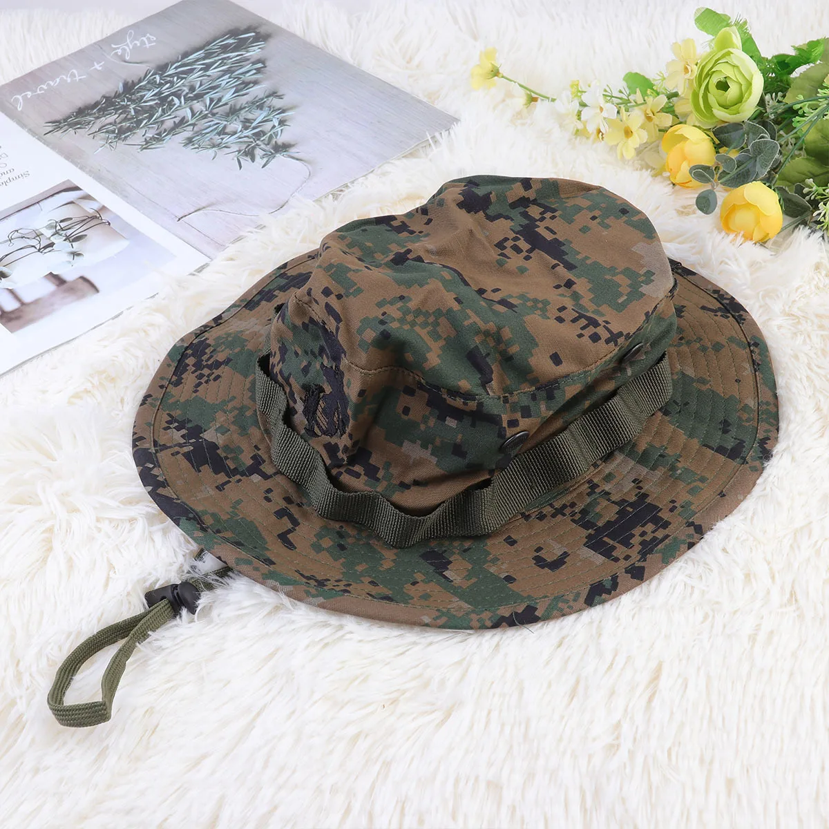 

1Pcs Camouflage Fishing Sun Protection Hat Round Breathable Outdoor Hiking Climbing Beach Sun Hat for Men Women Jungle Digital