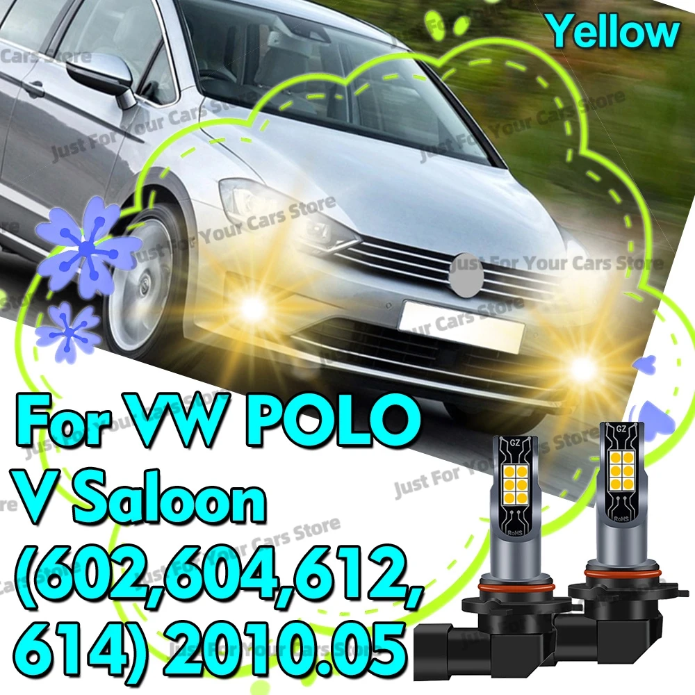 2x Luces Antiniebla LED 3000K Amarillas Bombillas de 12V para VW POLO 5 V Sedán (602,604,612,614) 2010-2019 2020 2021 2022 2023 2024 2025