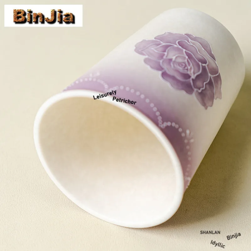 300ml Hand-painted Rose Cola Mug Water Ice Cold Juice Jug Breakfast Cup Bubble Teacup Cold Hot Water Jug Household Teaset Craft