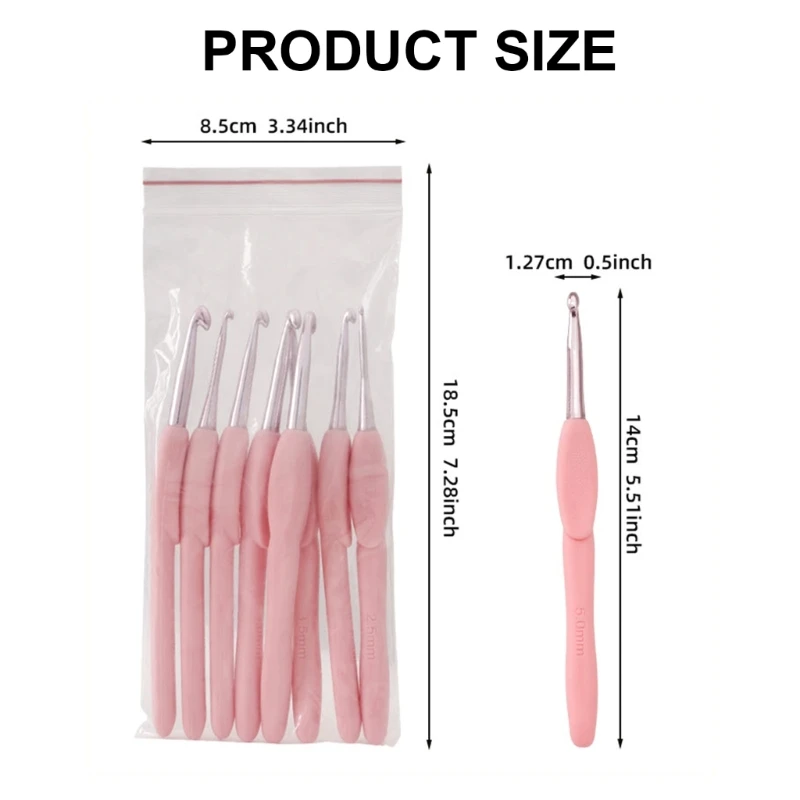 8Pcs Ergonomic Crochet Hook for Beginner Crochet Hobbyist, 2.5mm-6.5mm