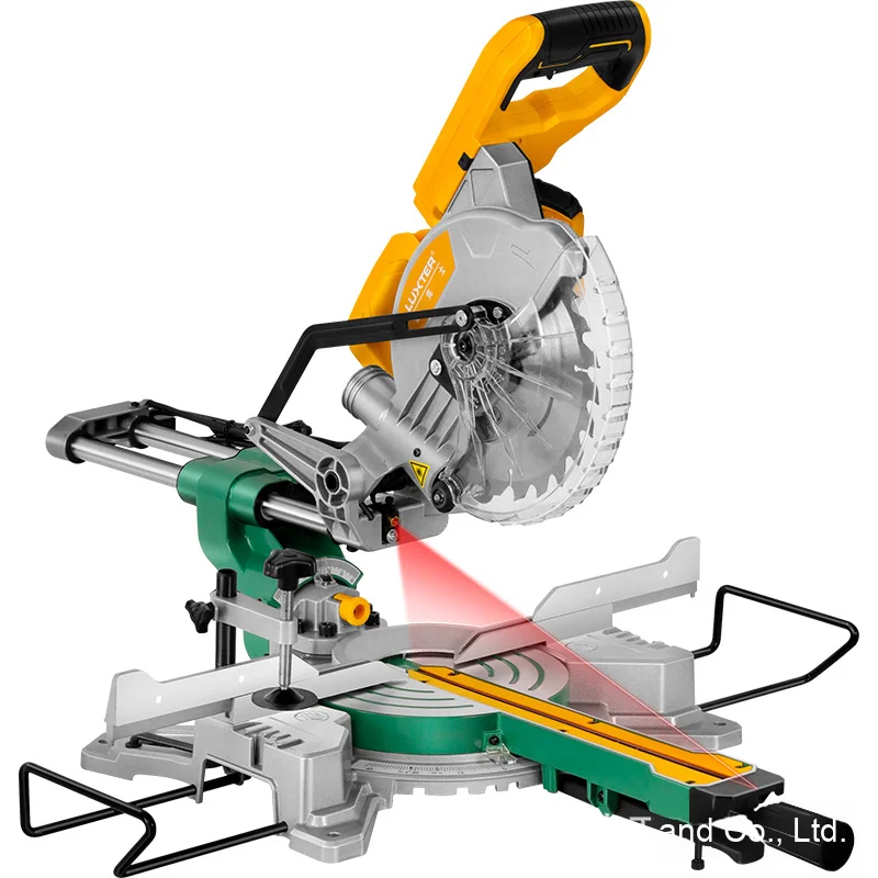 8-Inch Double Miter Bar Saw Aluminum Machine 220V Laser Positioning for Woodworking Cutting Horizontal Style Motor Core