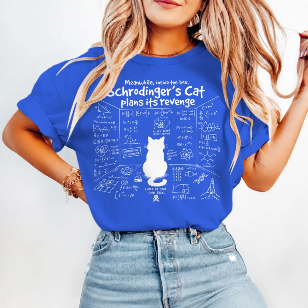 Schrodinger’s Cat Plans T-shirts Women Men Math Physics Equations T Shirt for Teacher Gifts Fashion Bookworm Tshirts