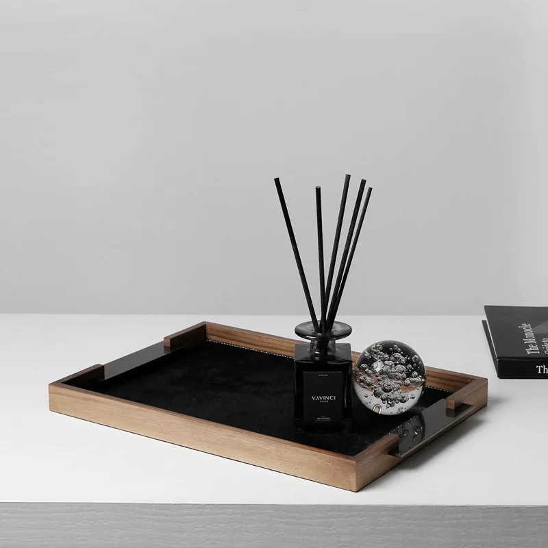 

Walnut Wood Jewelry Tray Minimalist Ring Earrings Storage Trays Jeweler Counter Necklaces Display Pallet Jewellery Showcase Prop