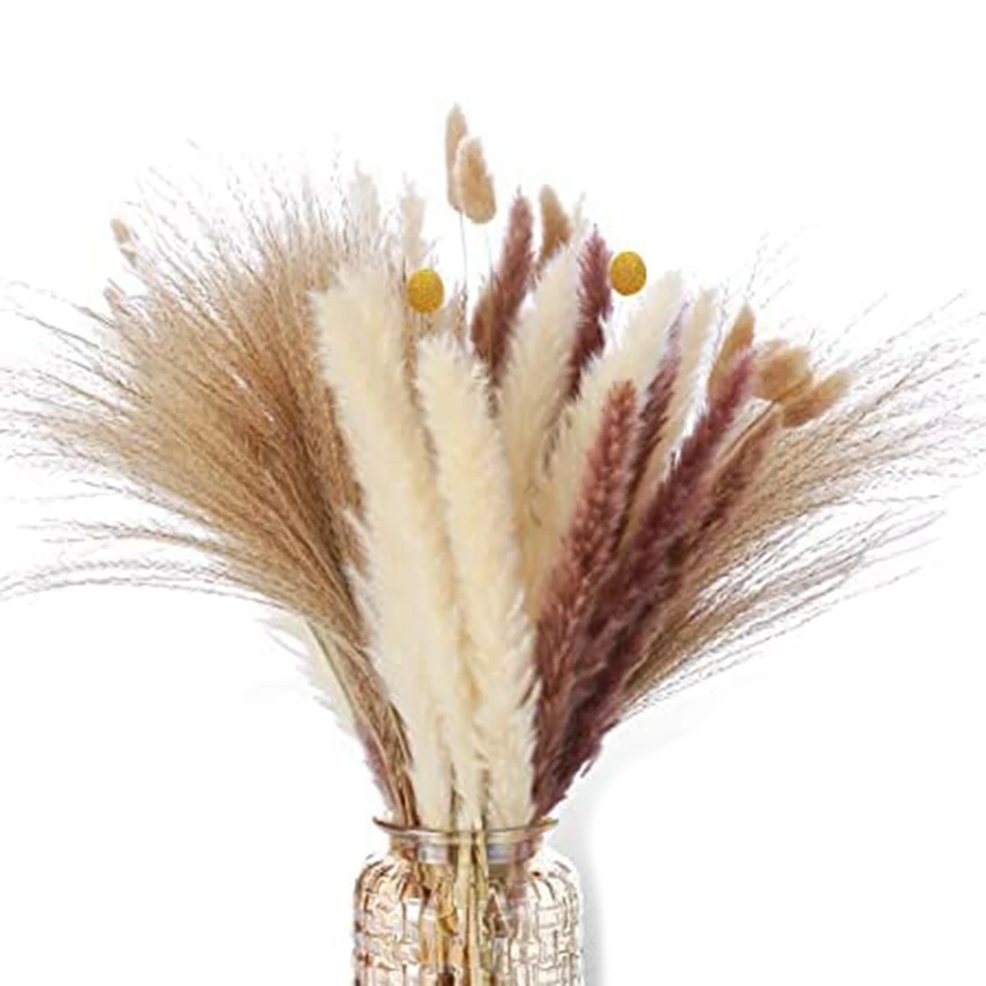 77 PCS Natural Dried Pampas Grass Decor,Reed,Bunny Tails Grass,Dried Flowers Bouquet for Home Decor Wedding Boho