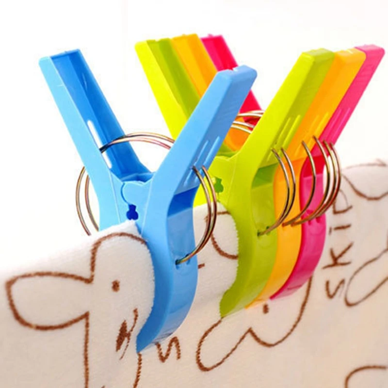 1/4Pcs Laundry Clothes Pins Plastic Hanger Clips Towel Clothes Pegs Clothespin Beach Sunbed Drying Portable Sheet Clamps