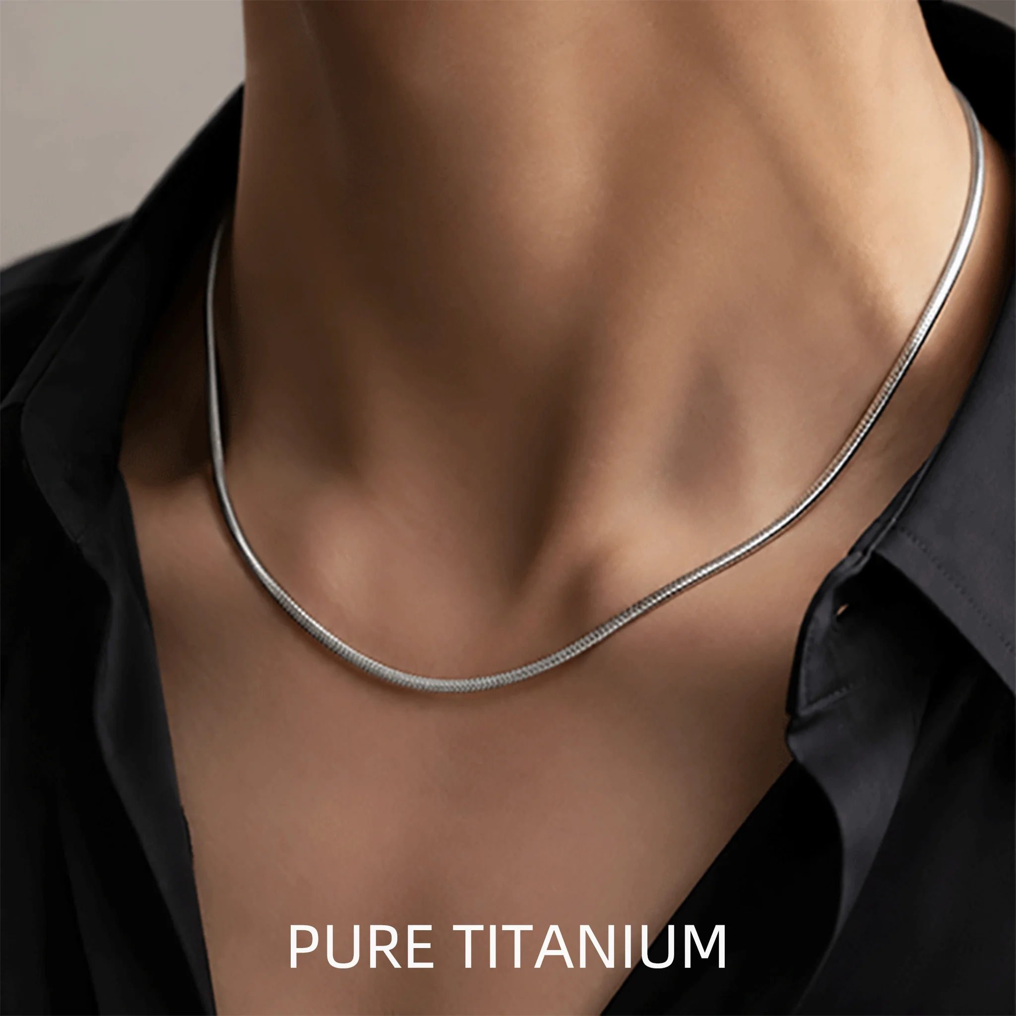 

NEW 2.5mm TA1 Pure Titanium Soft Snake Chain Necklace for Men & Women No Allergic Necklaces Hip Hop Jewelry Trendy Accessories