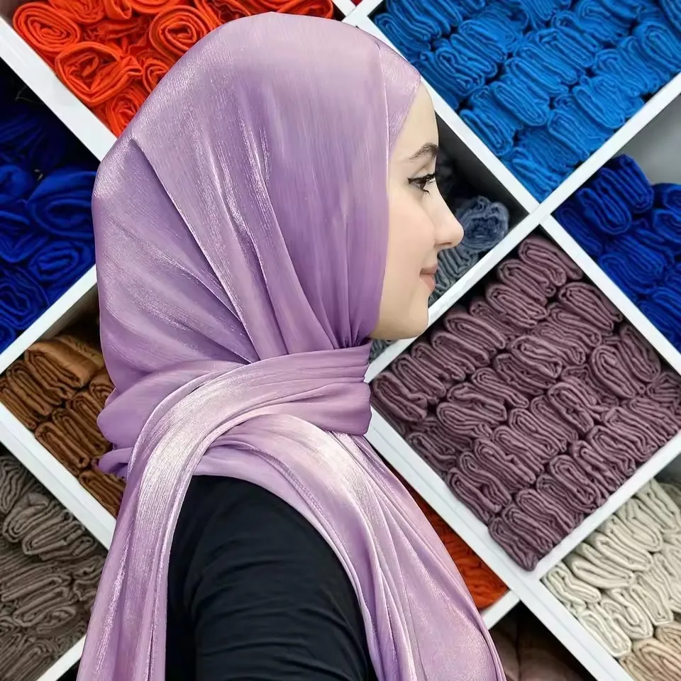 1 Stück Premium-Hijabs für Frauen, Weicher Langer Turban-Schleier, Schimmernde Hijab-Schals, Strandtuch, Kopftuch, Accessoires