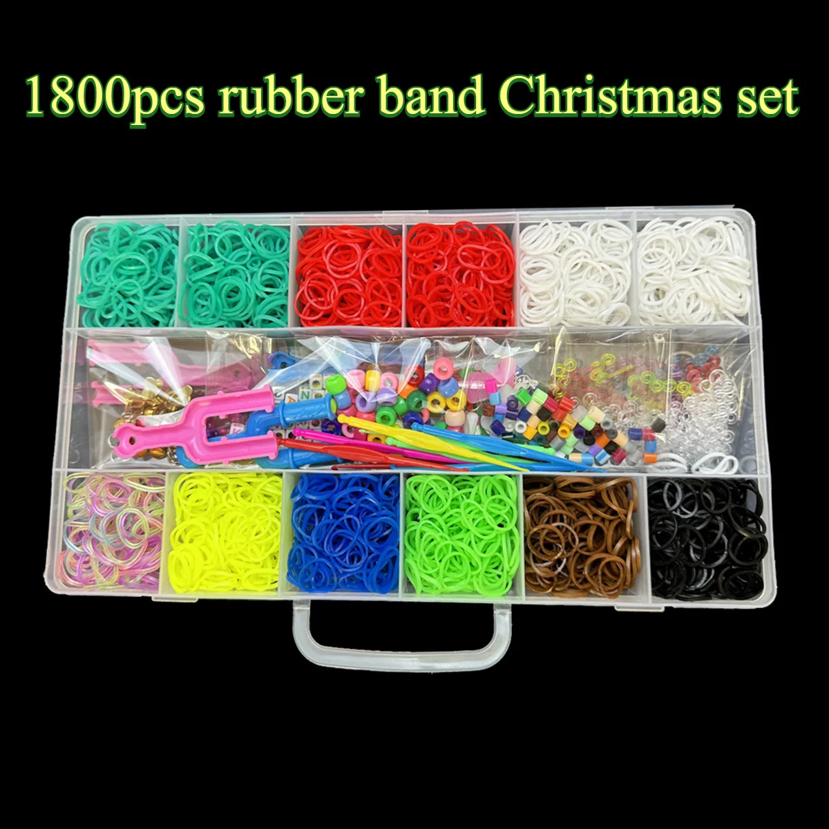 

1800 шт., рождественский комплект резиновых лент, резинки для изготовления браслетов, набор для рукоделия и творчества, идеальные рождественские подарки