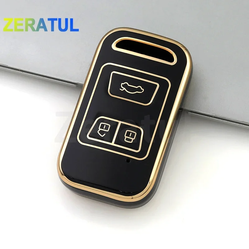 Golden Edge TPU Car Key Cover Case For Chery Arrizo Tiggo 3 5X 4 8 Glx 7 2019 2020 Shell Fob Holder Keyless Auto Accessories