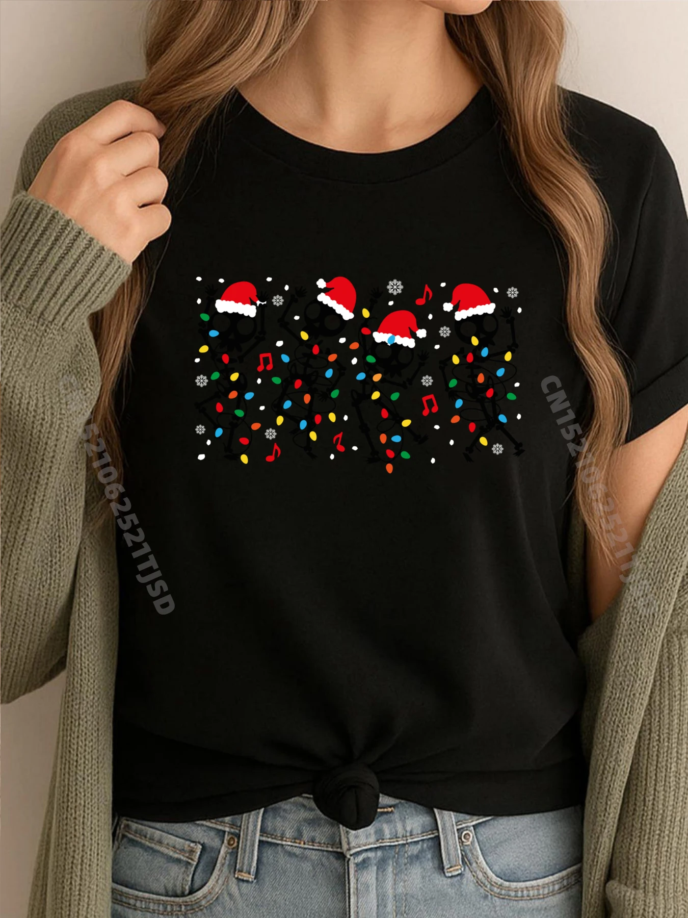 

Милые рождественские футболки со скелетом для танцев, рождественские легкие женские футболки с рисунком Pj XS, женская роскошная футболка, футболка для женщин