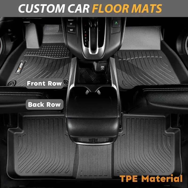 TPE All Weather Protection Anti-Slip Automotive Floor Liner Full Set Automobile mats Accessories, Black