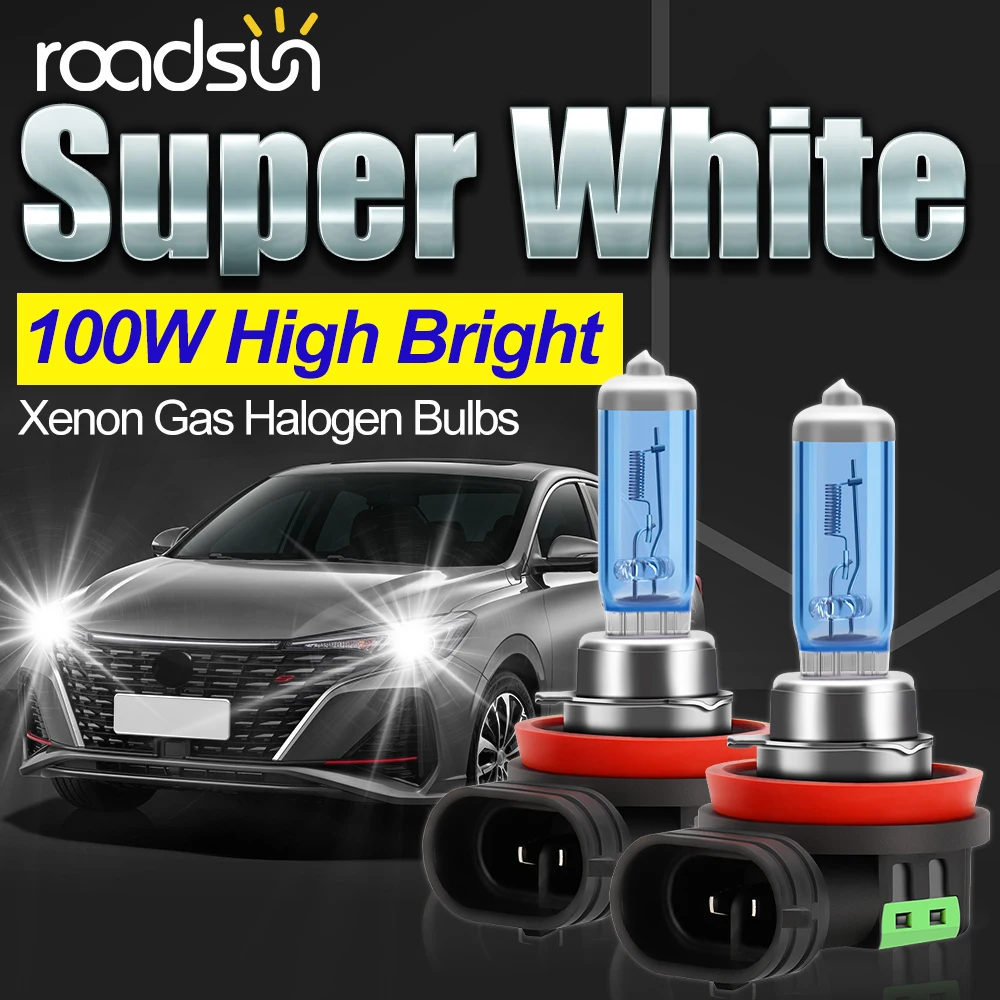 2 pçs h7 h11 h1 h9 100w 12v lâmpadas halógenas do carro 5202 9005 9006 880 9145 9007 h13 6000k super branco lâmpadas do farol acessórios do carro