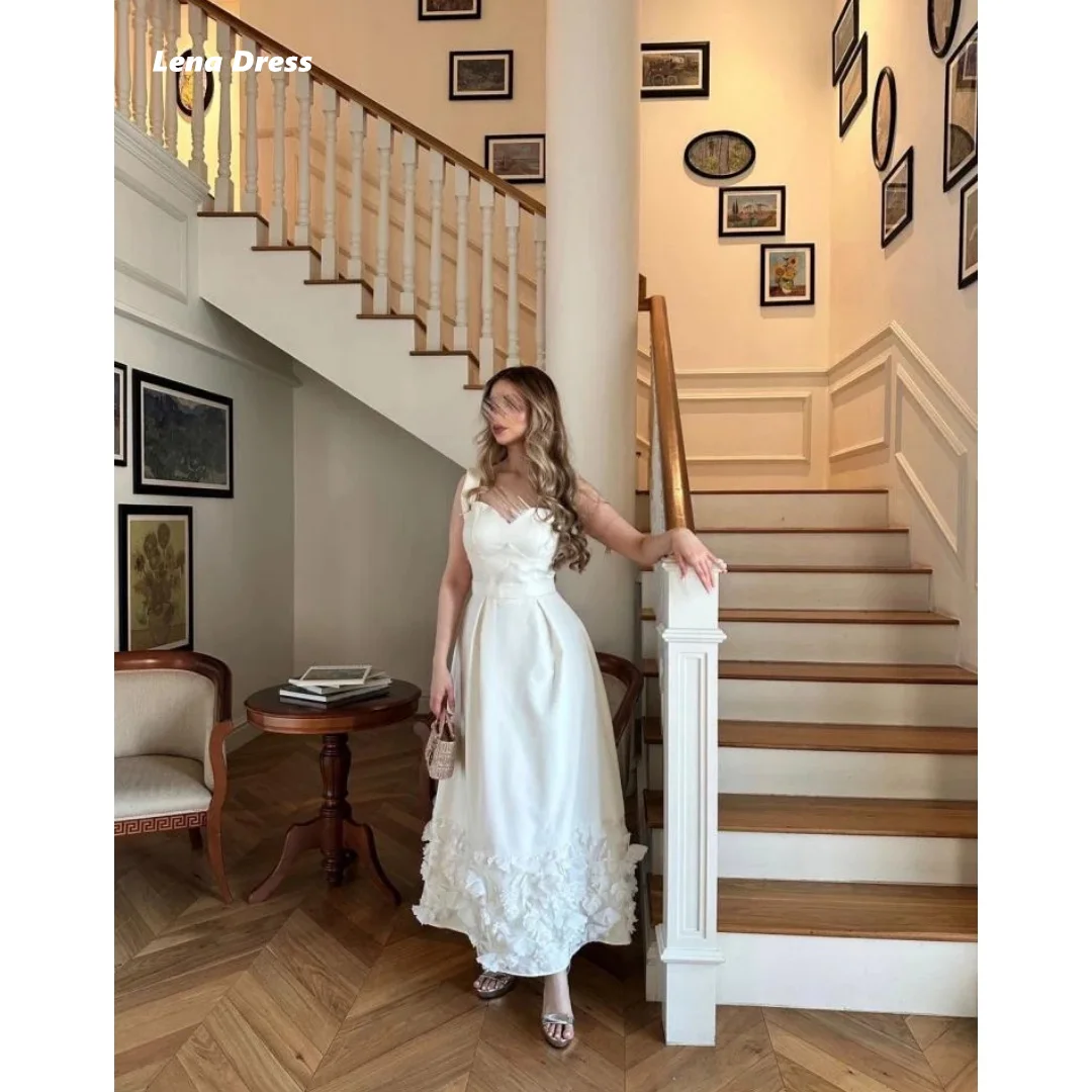

Lena Modest Prom Dress 2025 White Elegant Party Dresses for Special Occasions Custom Made Line A Sleeveless Flowers Evening Gown