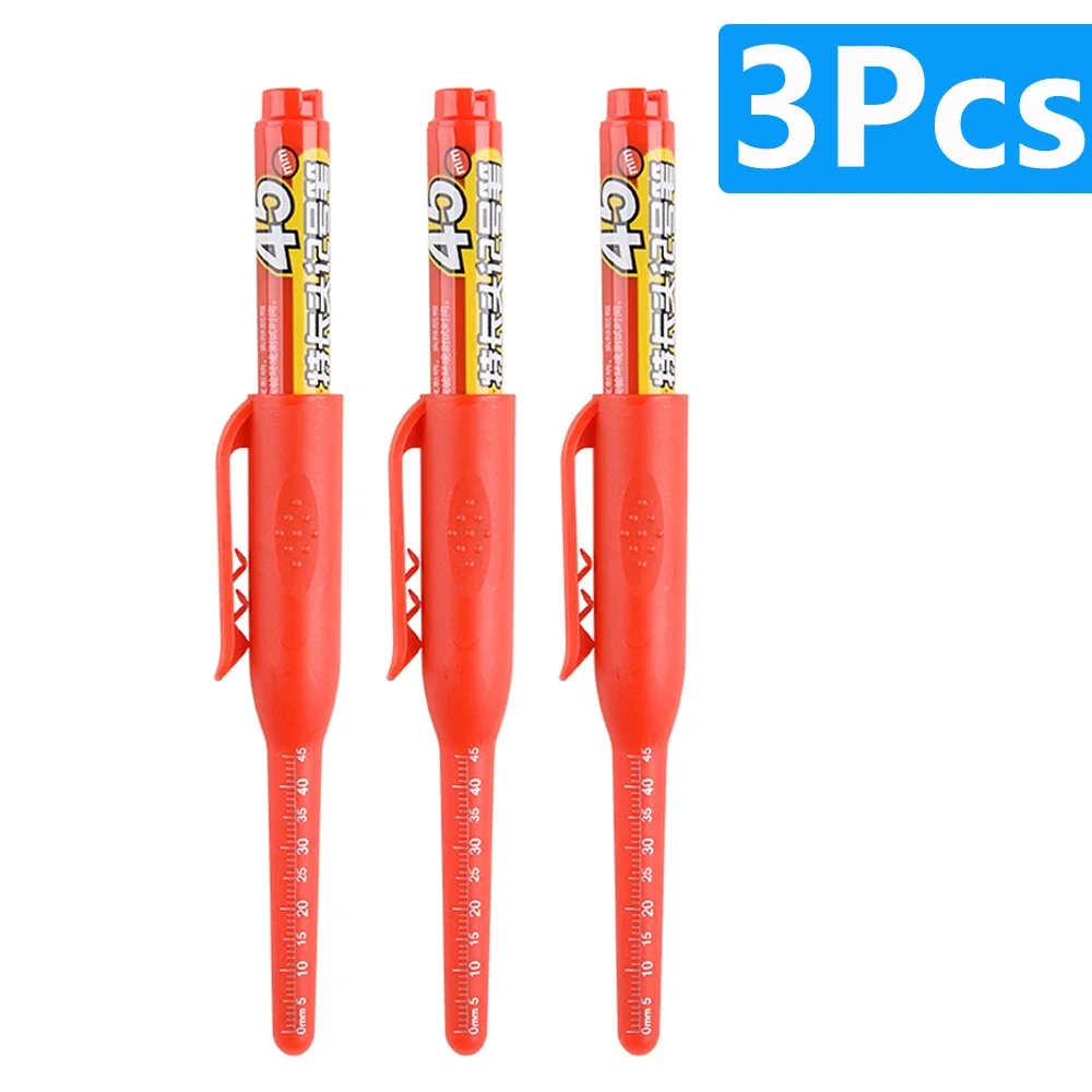 1-6 Stück 45mm wasserdichte lange Kopfs pitze tiefe Loch markierungen Stift fliesen Zimmermanns stift Mehrzweck für die Holz bearbeitung schwarz/blau/rote Tinte