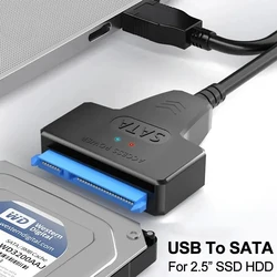 SATA to USB 3.0 / 2.0 Cable Up to 6 Gbps for 2.5 Inch External HDD SSD Hard Drive SATA 3 22 Pin Adapter USB 3.0 to Sata III Cord