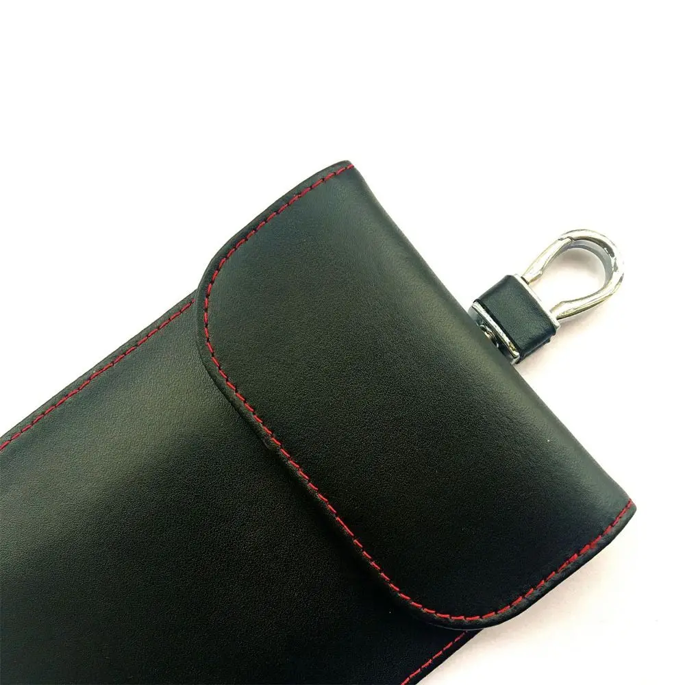 Genuine Leather RFID Blocking Car Keys Case Zipper Closure Versatile Storage Anti-Theft Key Protector Retro Coin Purse