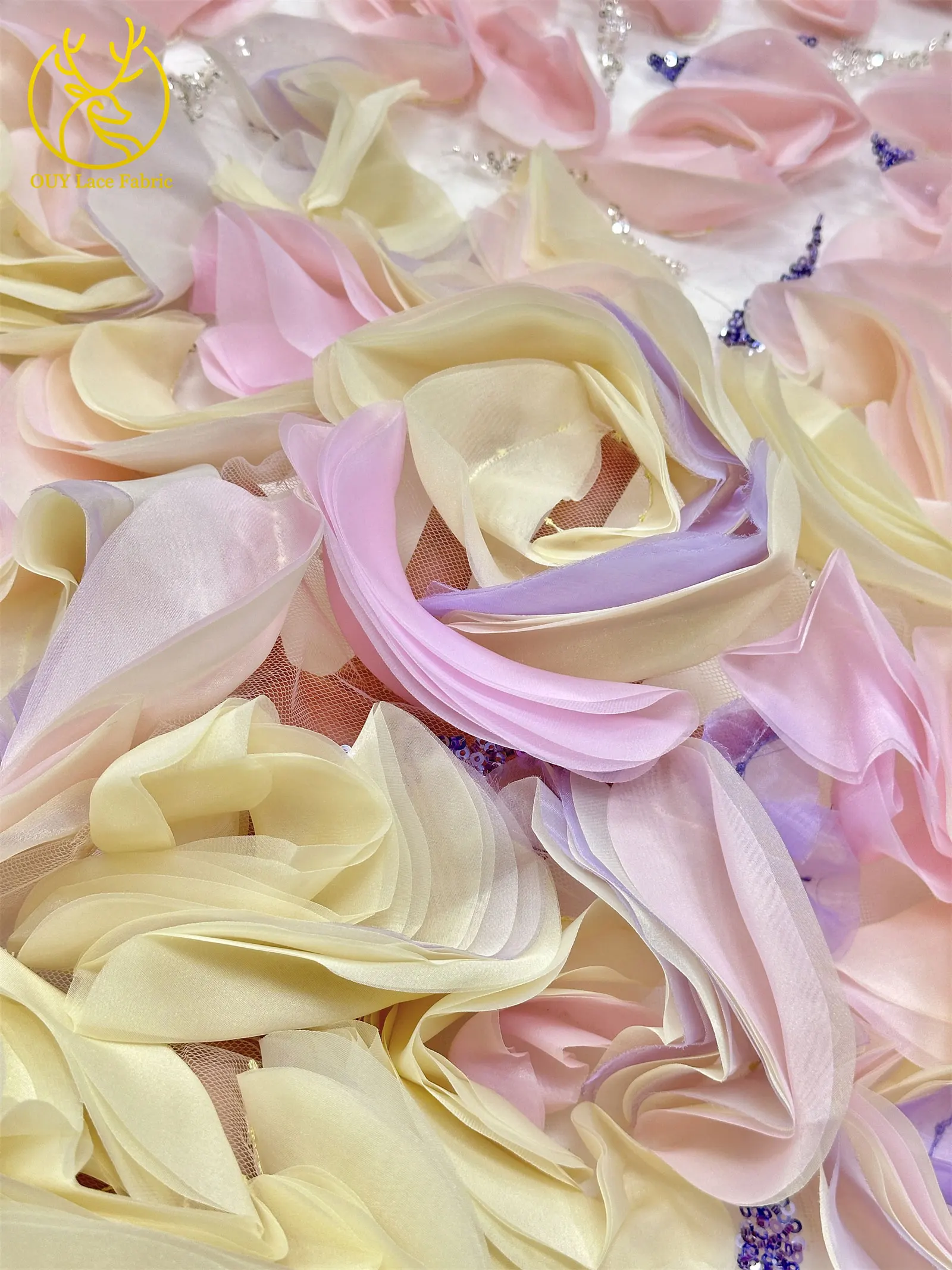 3D Große Blumen Hochzeitskleid Tüll Spitzenstoff 2026 Modische Afrikanische Nigerianische Perlen-Pailletten-Spitze für Hochzeitskleider zum Nähen – Detail 12