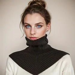 New Detachable Knitted Thick Fake Collar for Women Neck Warmer in Winter Outdoor Cover Neck Shoulder Solid Color Muffler