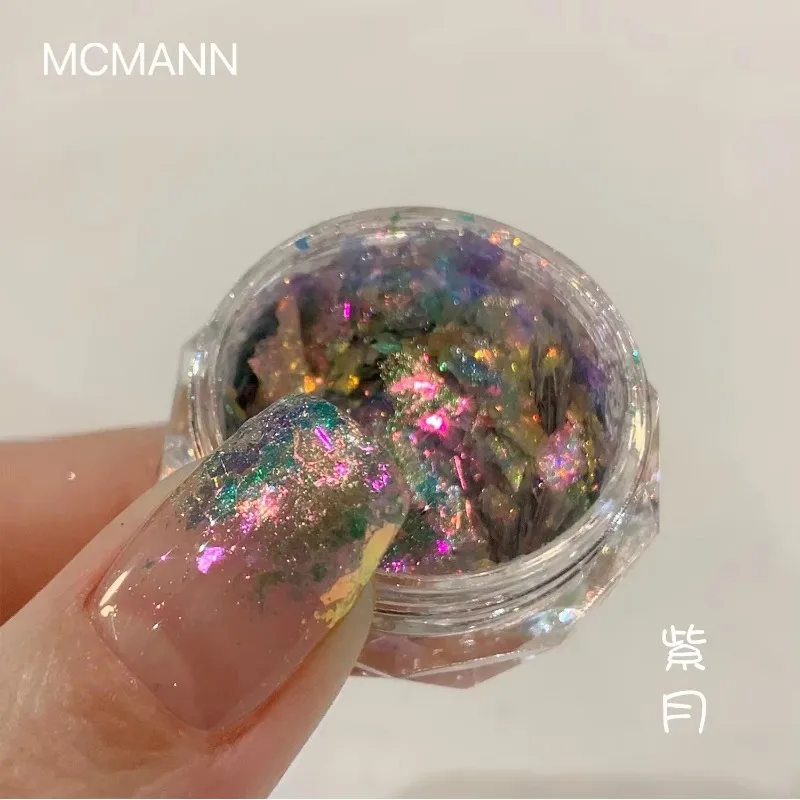 Aurora Nail Polarized Flash Film Opal Powder Nail Glitter Chrome Powder Ice Crystal Fragments Nail Accessories