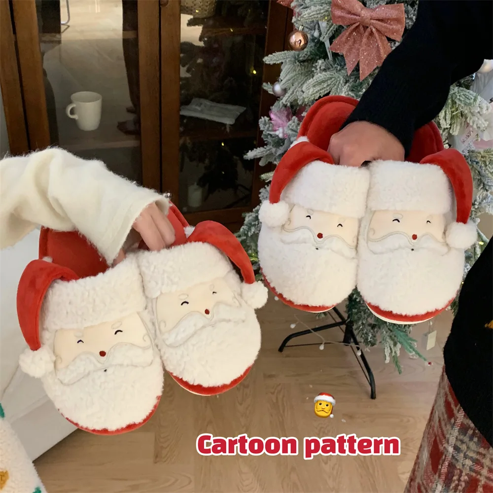 Cute Christmas Santa Claus Slippers for Womens Mens Plush Warm Slippers Fuzzy House Slippers Christmas Gifts For Friends